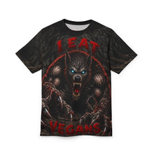Load image into Gallery viewer, Eat Vegans Werewolf Tee — All‑Over Horror Graphic T‑Shirt